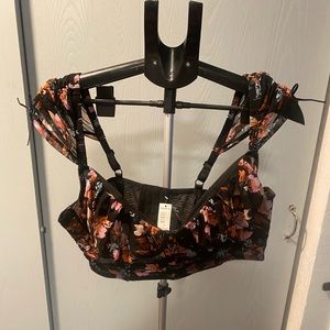 Torrid Ruched Mesh Cap Sleeve Underwire Bra